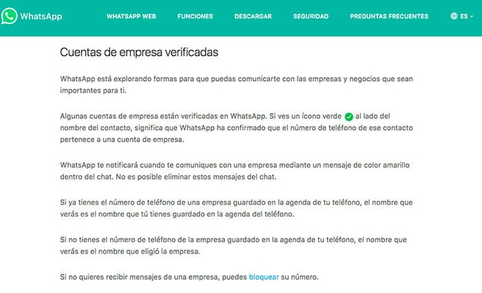 WhatsApp integra las cuentas de empresa verificadas
